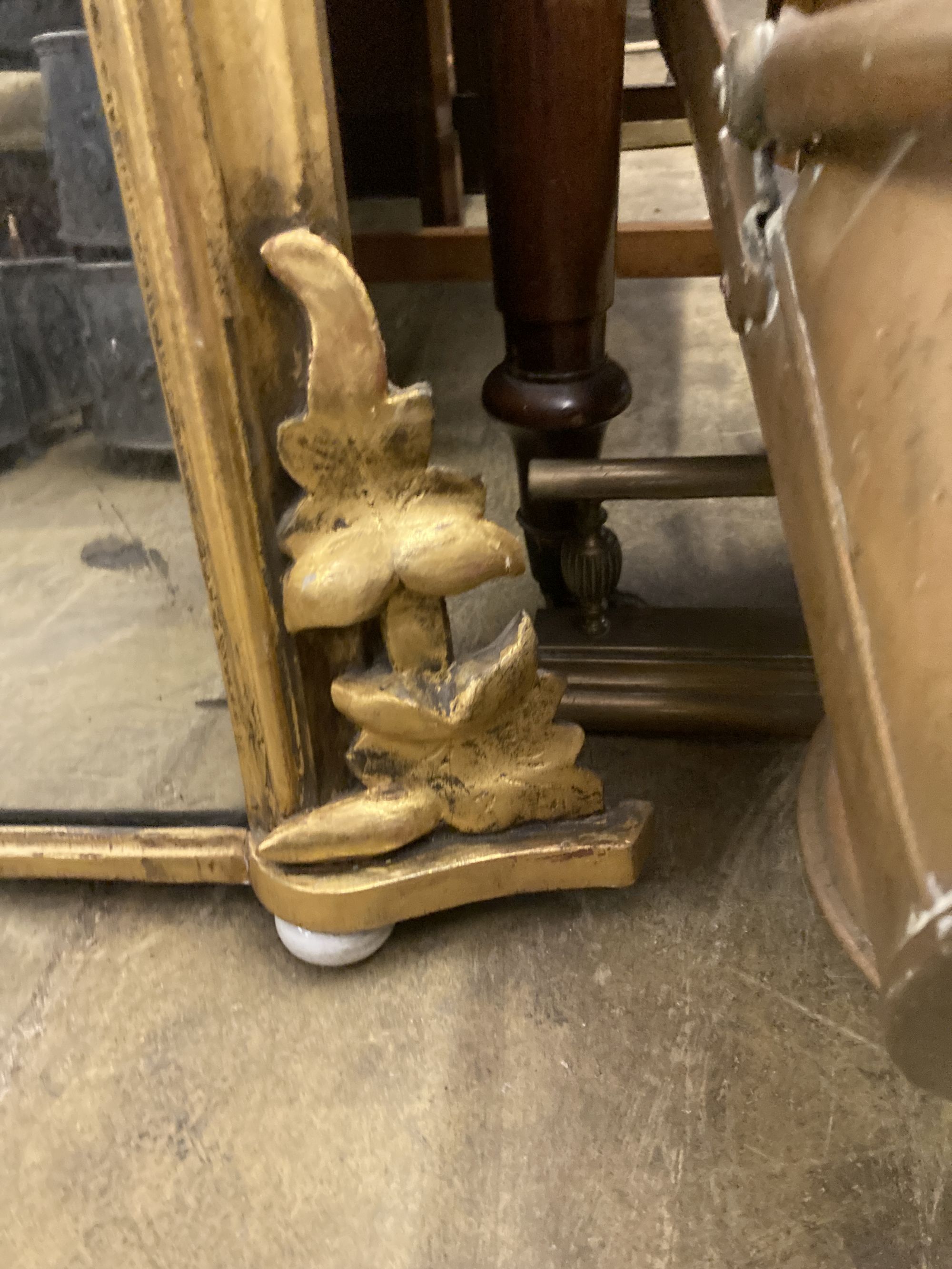 A Victorian gilt carved wood overmantel mirror, width 110cm, height 117cm